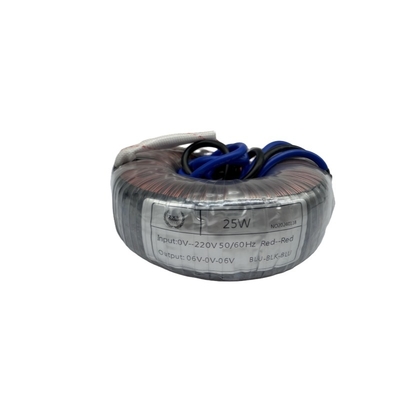Transformador toroidal monofásico de 25W 0-220V para fonte de alimentação 06V-0-06V